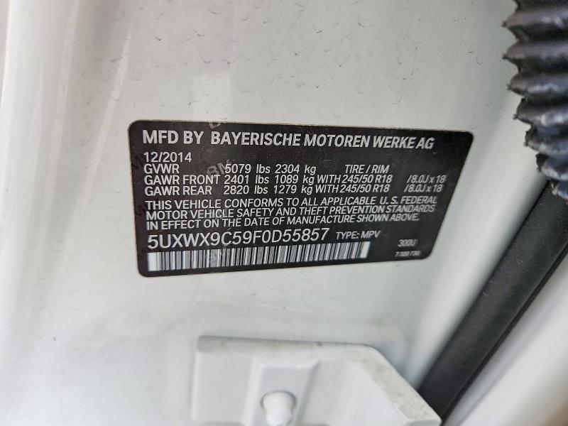 55595156 :رقم المزاد ، 5UXWX9C59F0D55857 vin ، 2015 Bmw X3 مزاد بيع