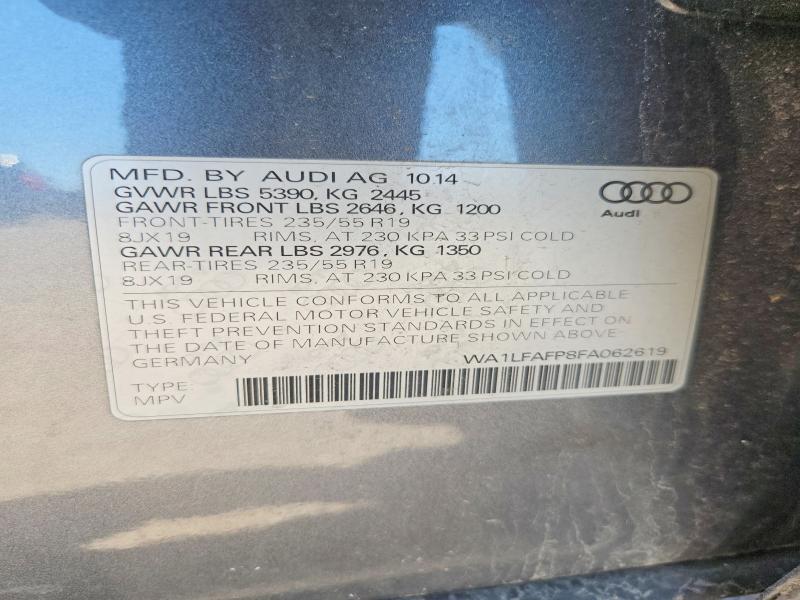 Auction sale of the 2015 Audi Q5, vin: WA1LFAFP8FA062619, lot number: 55078956