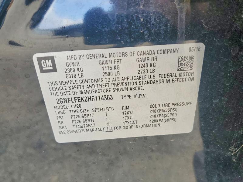 2017 Chevrolet Equinox მანქანა იყიდება აუქციონზე, vin: 2GNFLFEK0H6114363, აუქციონის ნომერი: 54647636