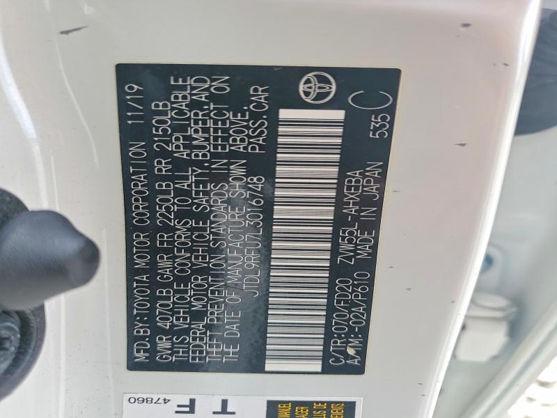 54591246 :رقم المزاد ، JTDL9RFU7L3016748 vin ، 2020 Toyota Prius مزاد بيع