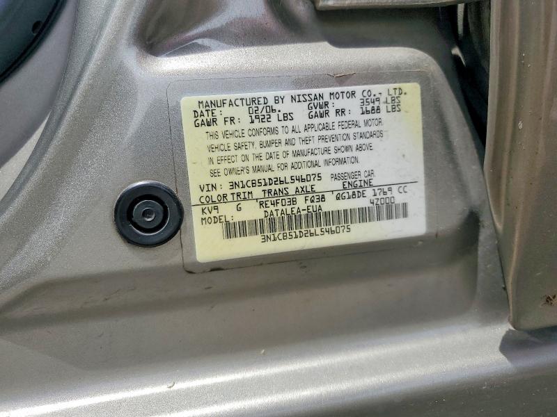 2006 Nissan Sentra მანქანა იყიდება აუქციონზე, vin: 3N1CB51D26L546075, აუქციონის ნომერი: 55093376