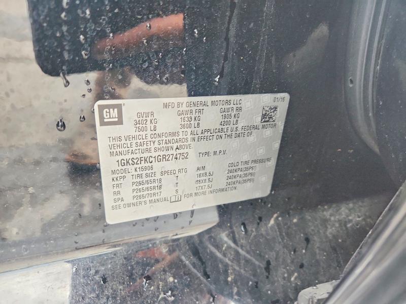 Aukcja sprzedaży 2016 Gmc Yukon Xl, vin: 1GKS2FKC1GR274752, numer aukcji: 53920806