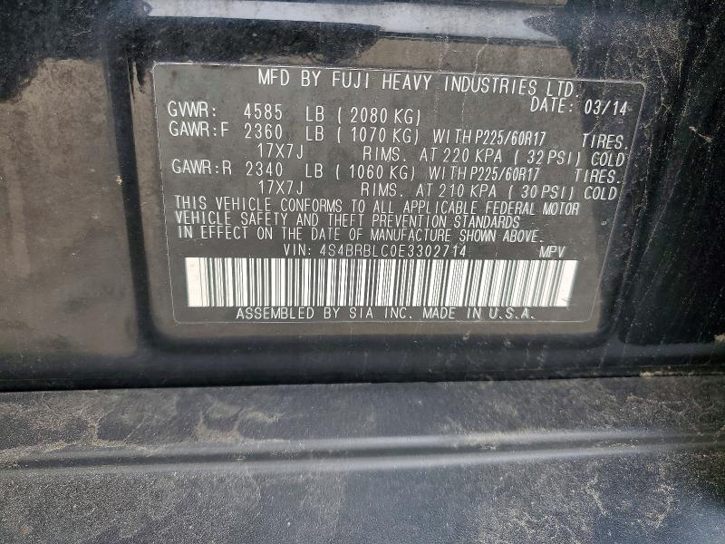 52344256 :رقم المزاد ، 4S4BRBLC0E3302714 vin ، 2014 Subaru Outback مزاد بيع