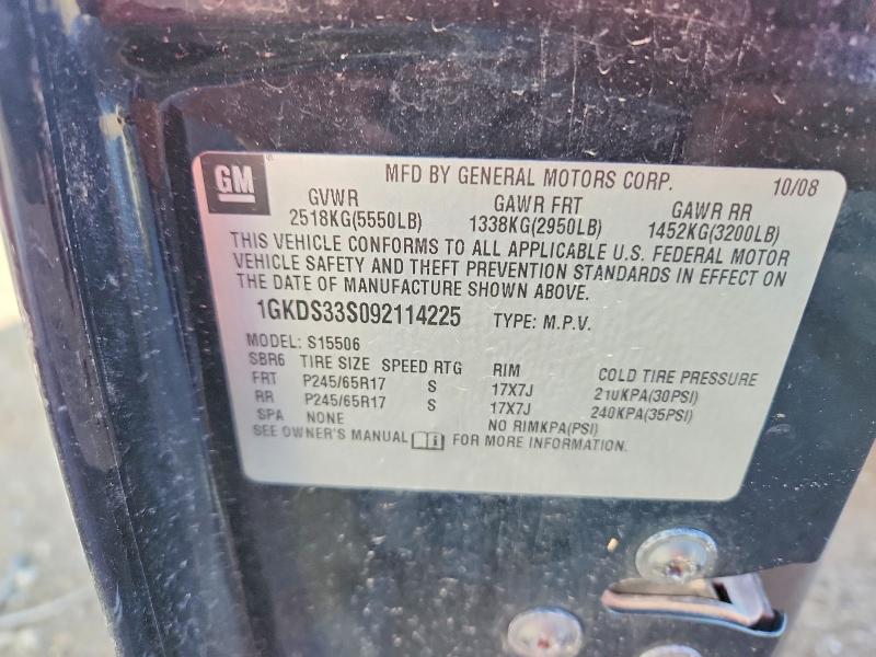 53131456 :رقم المزاد ، 1GKDS33S092114225 vin ، 2009 Gmc Envoy مزاد بيع