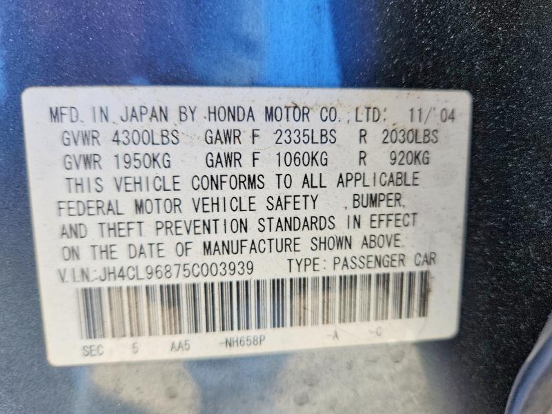 Продаж на аукціоні авто 2005 Acura Tsx, vin: JH4CL96875C003939, номер лоту: 53395136