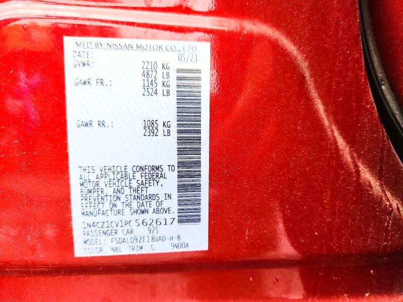 2023 Nissan Leaf მანქანა იყიდება აუქციონზე, vin: 1N4CZ1CV1PC562617, აუქციონის ნომერი: 52526056