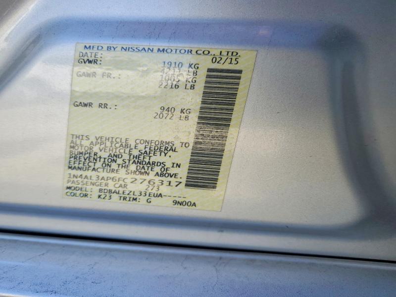 54327156 :رقم المزاد ، 1N4AL3AP6FC276317 vin ، 2015 Nissan Altima مزاد بيع