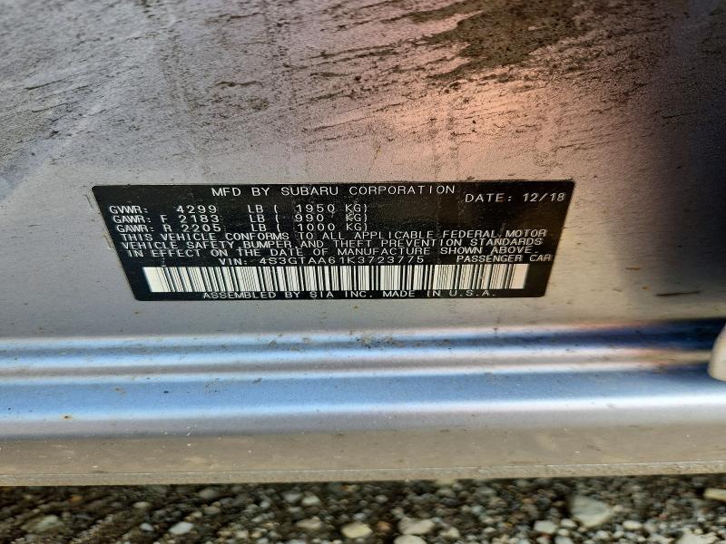 54951056 :رقم المزاد ، 4S3GTAA61K3723775 vin ، 2019 Subaru Impreza مزاد بيع