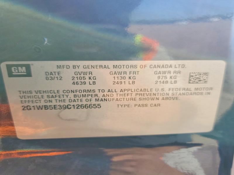 Продаж на аукціоні авто 2012 Chevrolet Impala, vin: 2G1WB5E39C1266655, номер лоту: 54864336