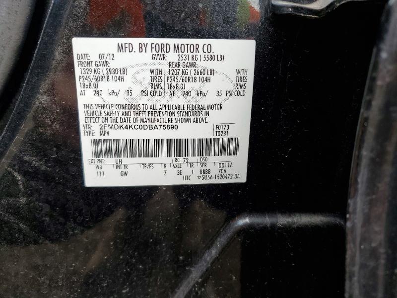 Продаж на аукціоні авто 2013 Ford Edge, vin: 2FMDK4KC0DBA75890, номер лоту: 52335486