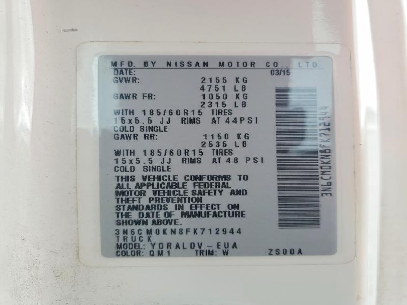 Продажа на аукционе авто 2015 Nissan Nv200, vin: 3N6CM0KN8FK712944, номер лота: 54774936