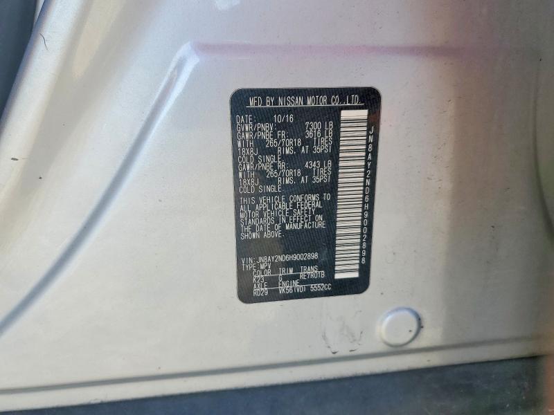 Продажа на аукционе авто 2017 Nissan Armada, vin: JN8AY2ND6H9002898, номер лота: 54214276