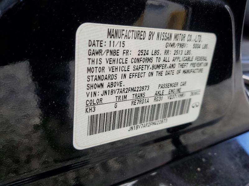 2015 Infiniti Q50 მანქანა იყიდება აუქციონზე, vin: JN1BV7AR2FM422873, აუქციონის ნომერი: 53556436