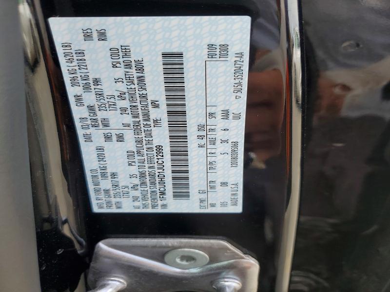54261676 :رقم المزاد ، 1FMCU0HD1JUC12999 vin ، 2018 Ford Escape مزاد بيع