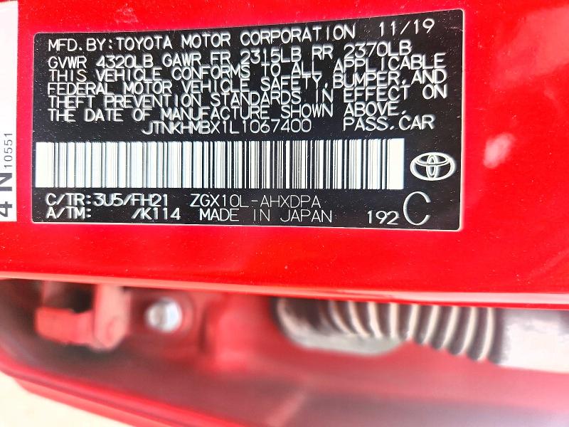 53026856 :رقم المزاد ، JTNKHMBX1L1067400 vin ، 2020 Toyota C-hr مزاد بيع