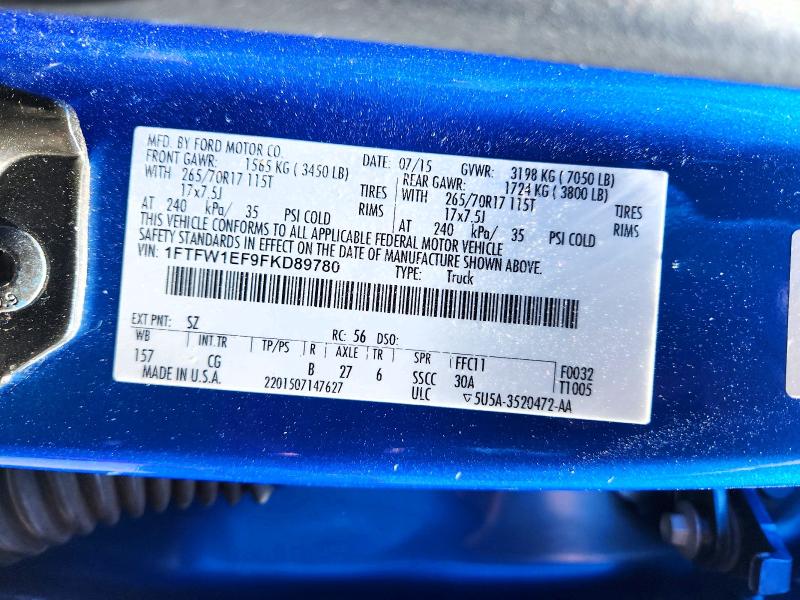 Aukcja sprzedaży 2015 Ford F150, vin: 1FTFW1EF9FKD89780, numer aukcji: 52964756