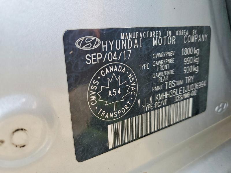 Aukcja sprzedaży 2018 Hyundai Elantra Gt, vin: KMHH35LE1JU036994, numer aukcji: 53969286