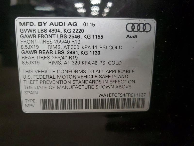 Aukcja sprzedaży 2015 Audi Q3, vin: WA1EFCFS4FR011127, numer aukcji: 54659756