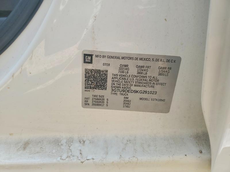 Aukcja sprzedaży 2019 Gmc Sierra, vin: 3GTU9DED5KG291023, numer aukcji: 48595346