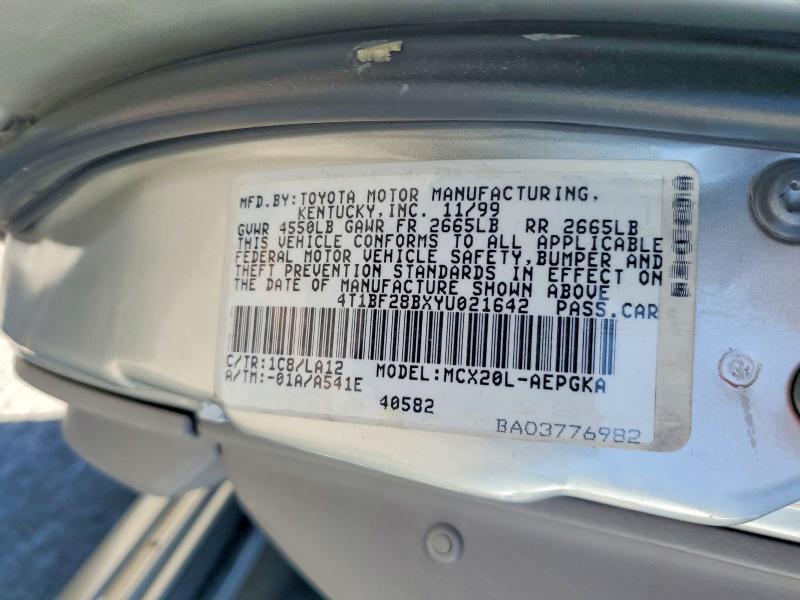 2000 Toyota Avalon მანქანა იყიდება აუქციონზე, vin: 4T1BF28BXYU021642, აუქციონის ნომერი: 54534886