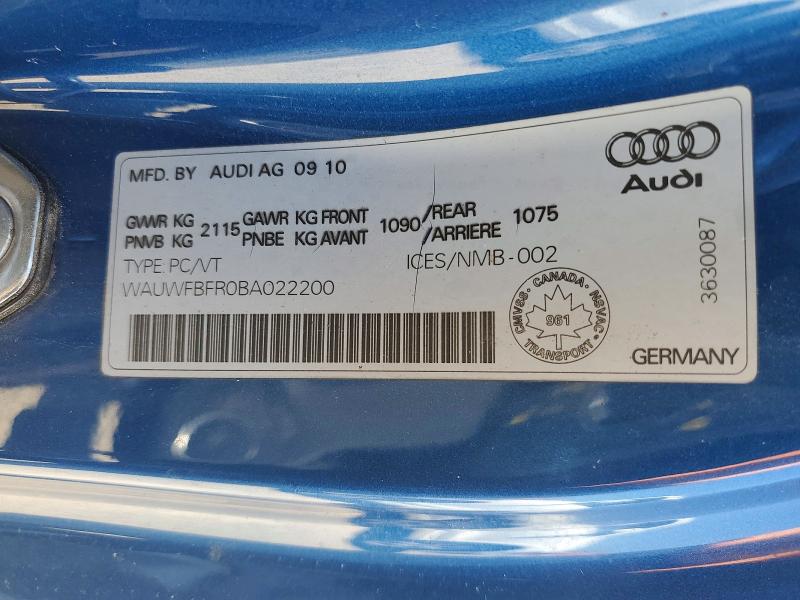2011 Audi A5 მანქანა იყიდება აუქციონზე, vin: WAUWFBFR0BA022200, აუქციონის ნომერი: 52928886