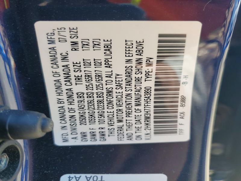 Продаж на аукціоні авто 2015 Honda Cr-v, vin: 2HKRM3H77FH543890, номер лоту: 54214336