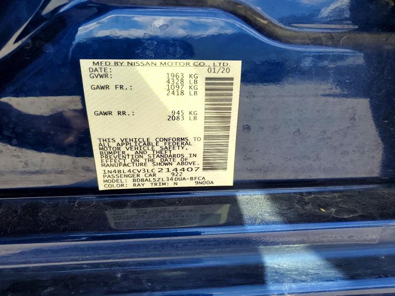 Продажа на аукционе авто 2020 Nissan Altima, vin: 1N4BL4CV3LC214407, номер лота: 54882696