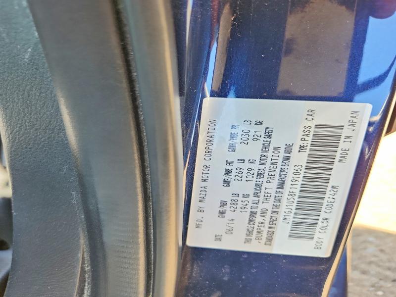 2015 Mazda 6 მანქანა იყიდება აუქციონზე, vin: JM1GJ1U58F1191063, აუქციონის ნომერი: 52939316