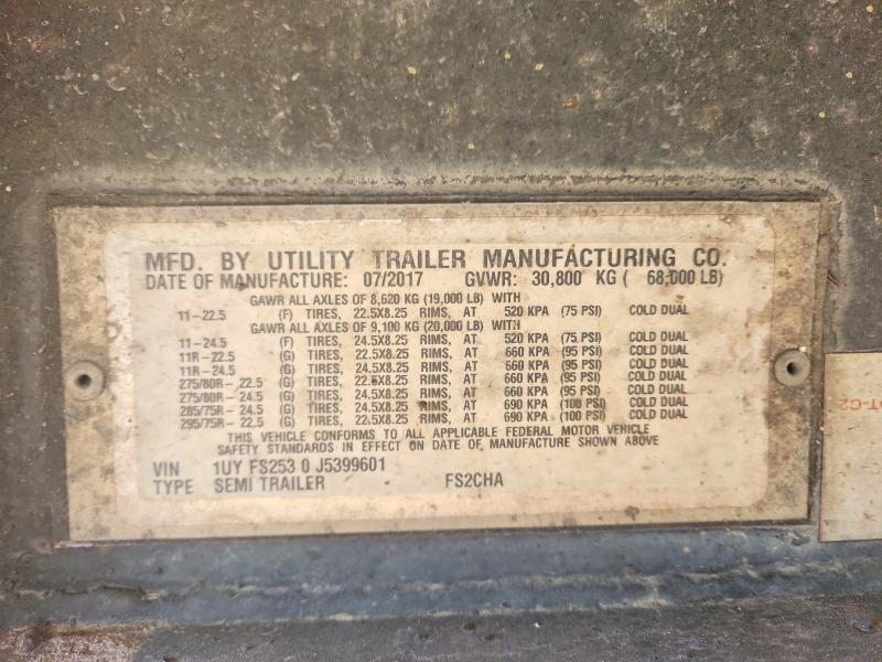Продаж на аукціоні авто 2018 Utility Trailer Mfg. Trailers, vin: 1UYFS2530J5399601, номер лоту: 52102186