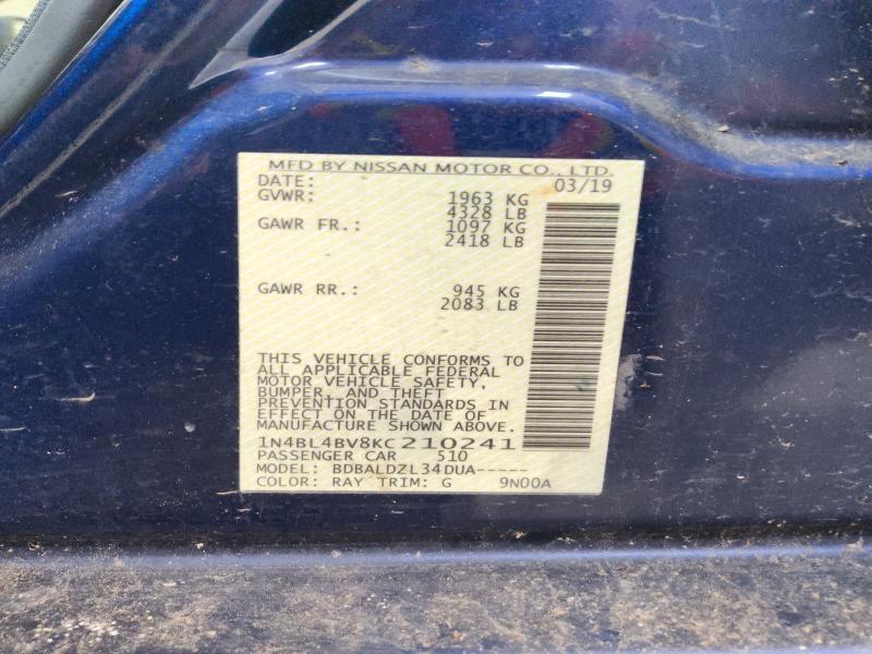 Aukcja sprzedaży 2019 Nissan Altima, vin: 1N4BL4BV8KC210241, numer aukcji: 53930366