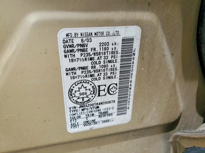 54303726 :رقم المزاد ، JN8AZ08T64W200879 vin ، 2004 Nissan Murano مزاد بيع