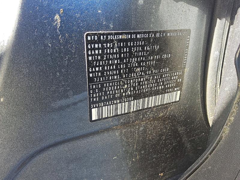 Aukcja sprzedaży 2021 Volkswagen Tiguan, vin: 3VV3B7AX2MM120396, numer aukcji: 53401386