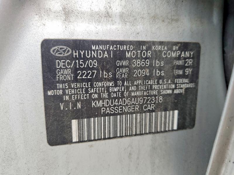 Продажа на аукционе авто 2010 Hyundai Elantra, vin: KMHDU4AD6AU972318, номер лота: 54056686