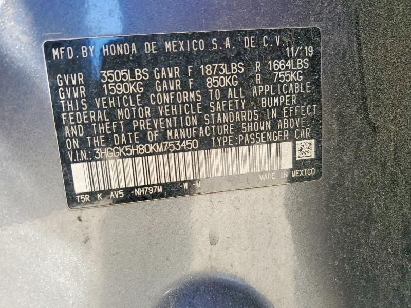 Aukcja sprzedaży 2019 Honda Fit, vin: 3HGGK5H80KM753450, numer aukcji: 54012706