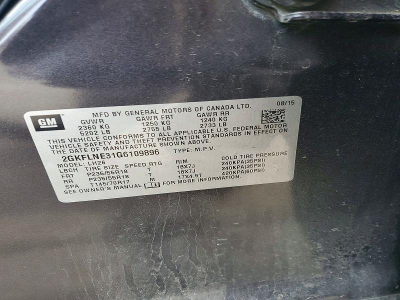 2016 Gmc Terrain მანქანა იყიდება აუქციონზე, vin: 2GKFLNE31G6109896, აუქციონის ნომერი: 52932166