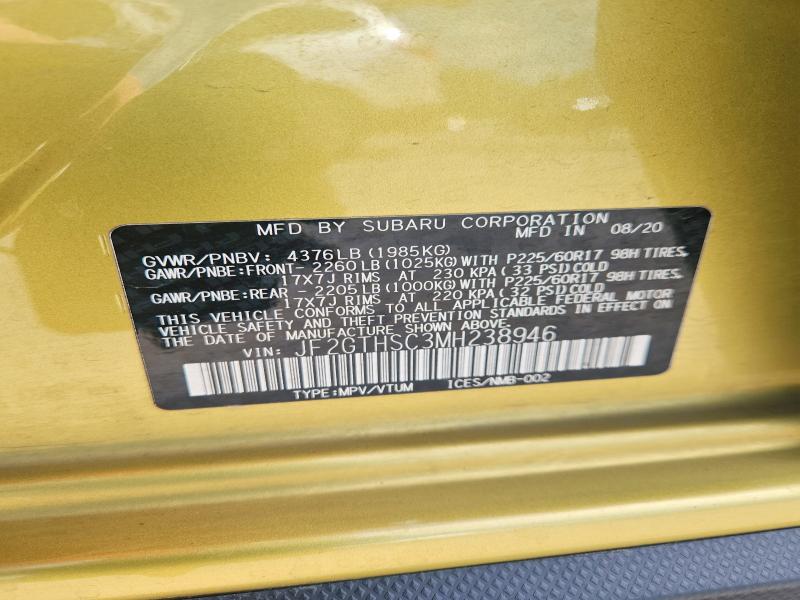 Aukcja sprzedaży 2021 Subaru Crosstrek, vin: JF2GTHSC3MH238946, numer aukcji: 52666776