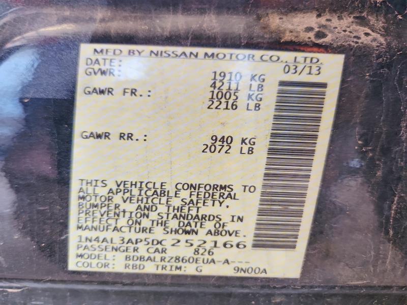 Aukcja sprzedaży 2013 Nissan Altima, vin: 1N4AL3AP5DC252166, numer aukcji: 55222566