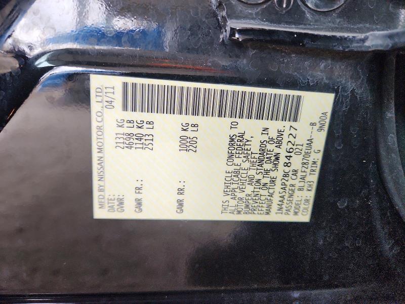Продаж на аукціоні авто 2011 Nissan Maxima, vin: 1N4AA5AP2BC846227, номер лоту: 54148156