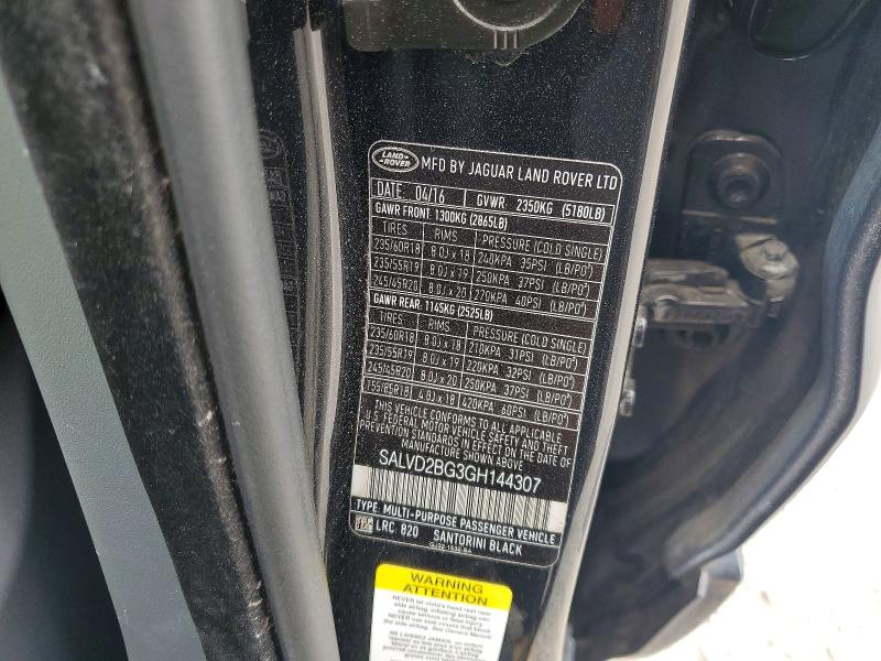 Aukcja sprzedaży 2016 Land Rover Range Rover Evoque, vin: SALVD2BG3GH144307, numer aukcji: 54203146