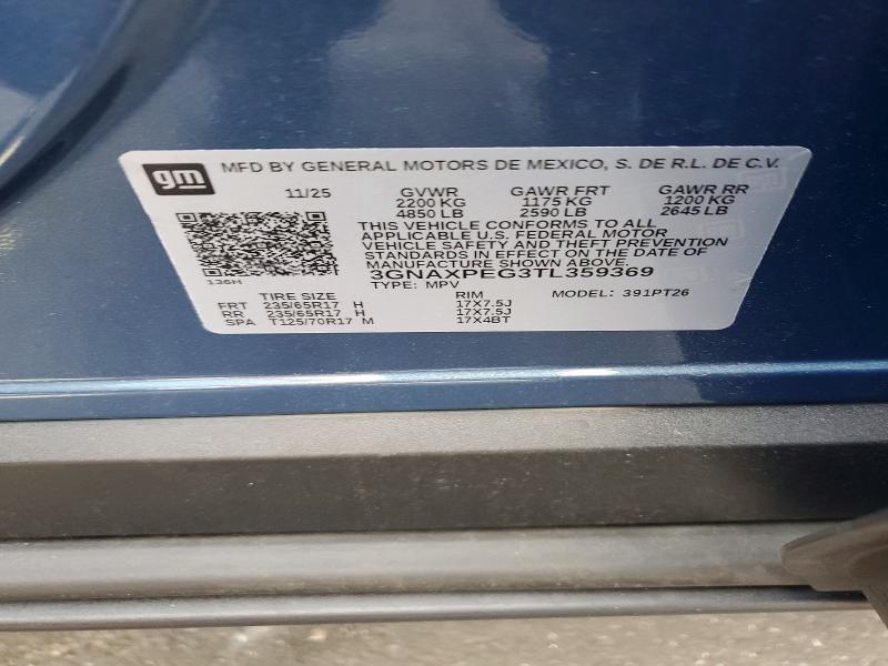 2026 Chevrolet Equinox მანქანა იყიდება აუქციონზე, vin: 3GNAXPEG3TL359369, აუქციონის ნომერი: 54121796