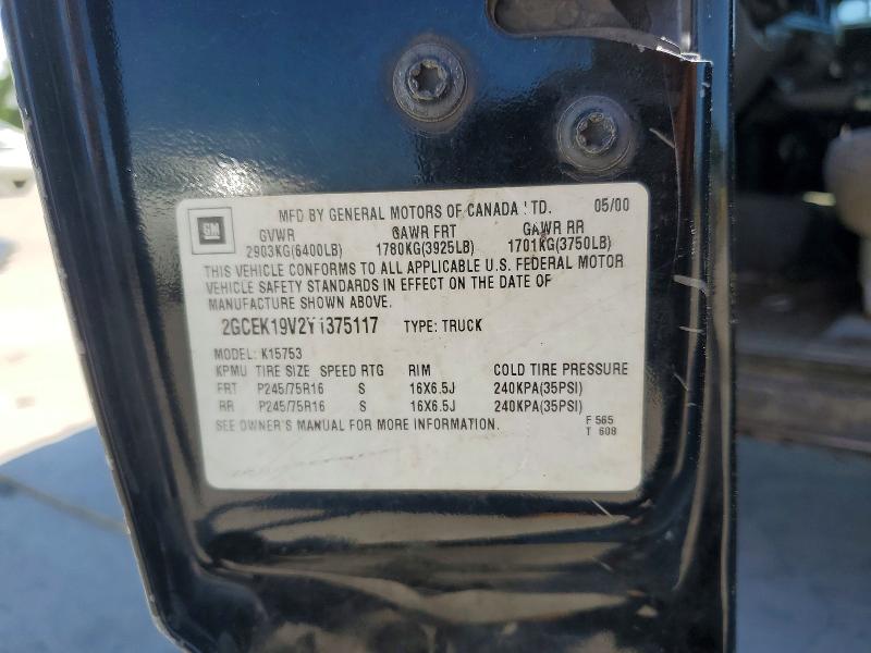 Aukcja sprzedaży 2000 Chevrolet Silverado, vin: 2GCEK19V2Y1375117, numer aukcji: 53447056