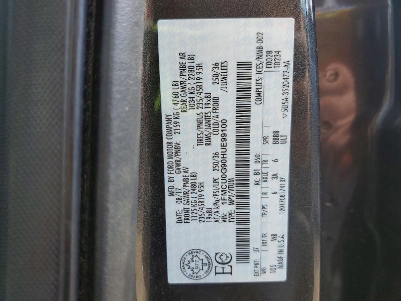 Aukcja sprzedaży 2017 Ford Escape, vin: 1FMCU0G90HUE99100, numer aukcji: 52709166