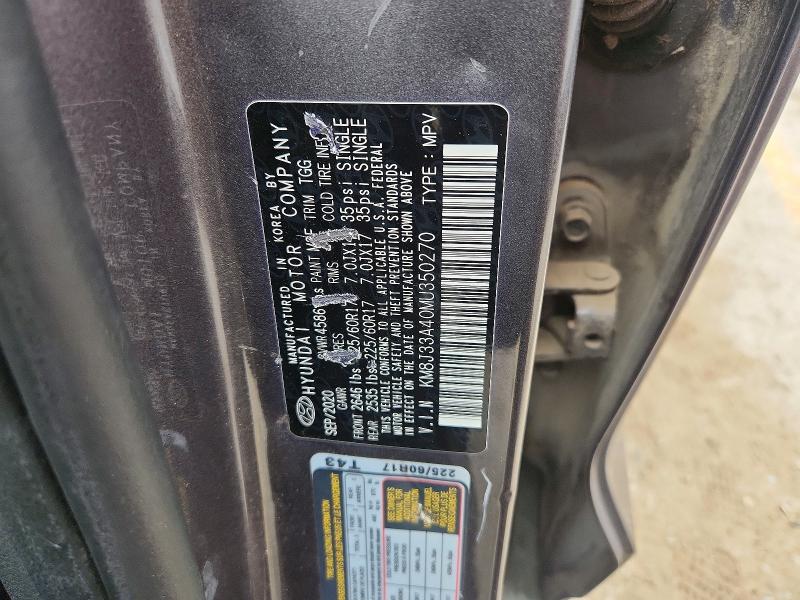 Aukcja sprzedaży 2021 Hyundai Tucson, vin: KM8J33A40MU350270, numer aukcji: 53787966