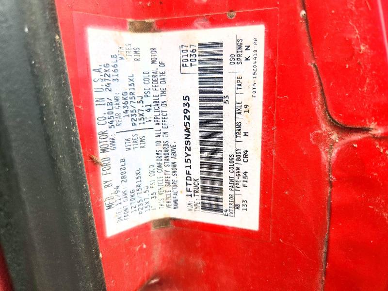 Aukcja sprzedaży 1995 Ford F150, vin: 1FTDF15Y2SNA52935, numer aukcji: 54437616