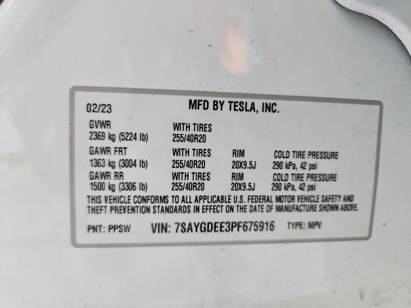 Aukcja sprzedaży 2023 Tesla Model Y, vin: 7SAYGDEE3PF675916, numer aukcji: 54525566