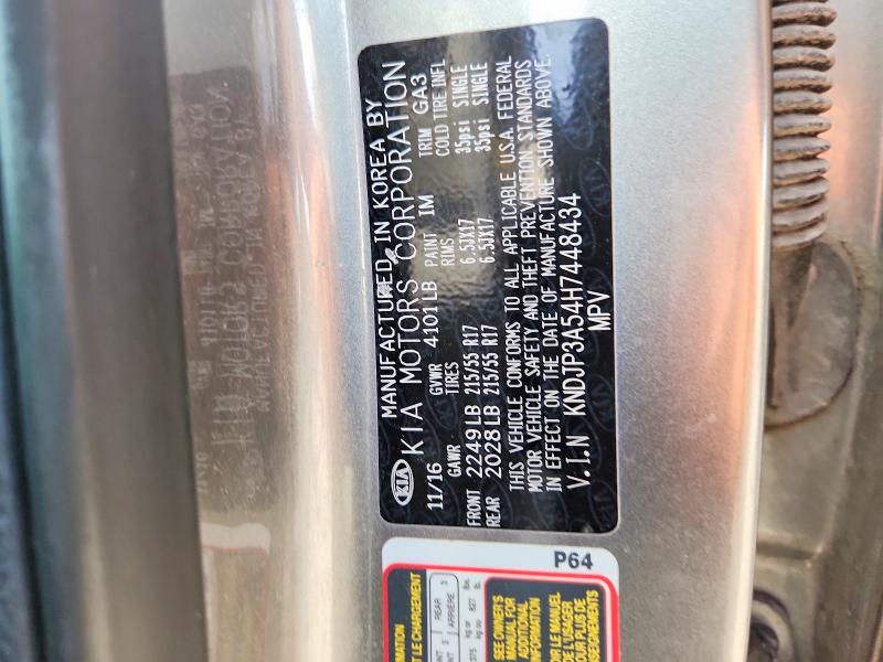 54124546 :رقم المزاد ، KNDJP3A54H7448434 vin ، 2017 Kia Soul مزاد بيع