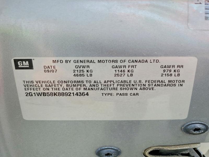 54429966 :رقم المزاد ، 2G1WB58K889214364 vin ، 2008 Chevrolet Impala مزاد بيع