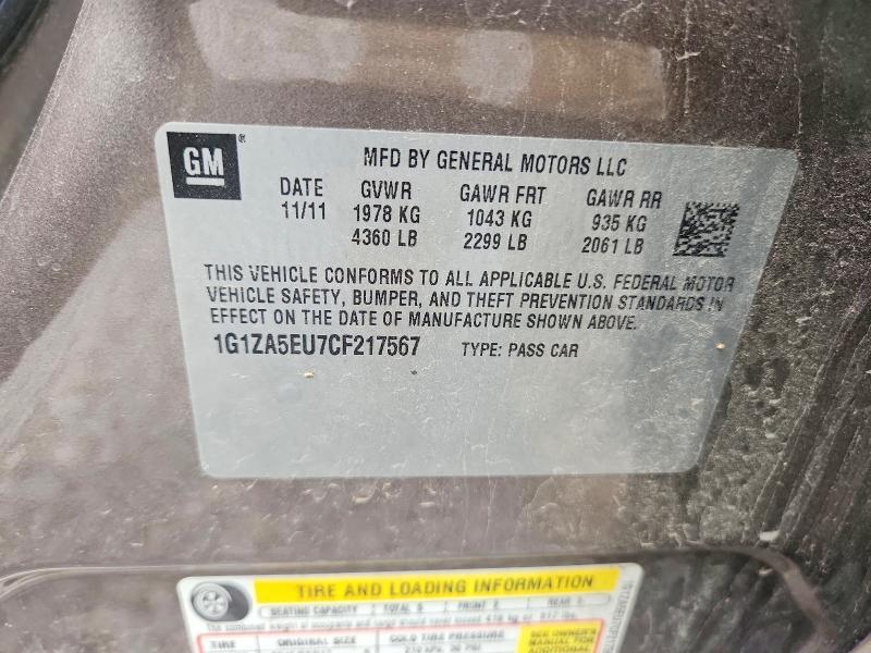 55581456 :رقم المزاد ، 1G1ZA5EU7CF217567 vin ، 2012 Chevrolet Malibu مزاد بيع