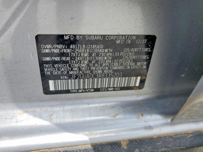 55193896 :رقم المزاد ، JF2GUADC3R8335203 vin ، 2024 Subaru Crosstrek مزاد بيع