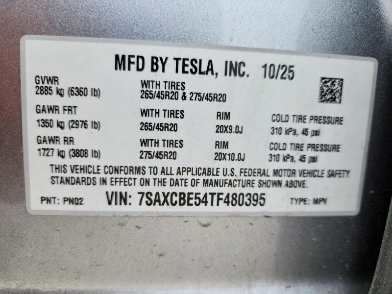 Aukcja sprzedaży 2026 Tesla Model X, vin: 7SAXCBE54TF480395, numer aukcji: 52863586